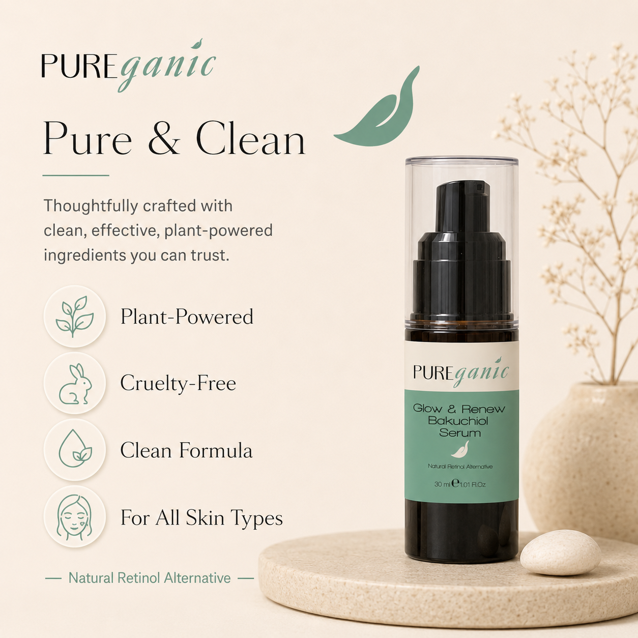 PUREganic Glow & Renew Bakuchiol Serum