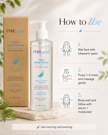 How to use PUREganic Facial Gentle Cleanser in a daily skincare routine
