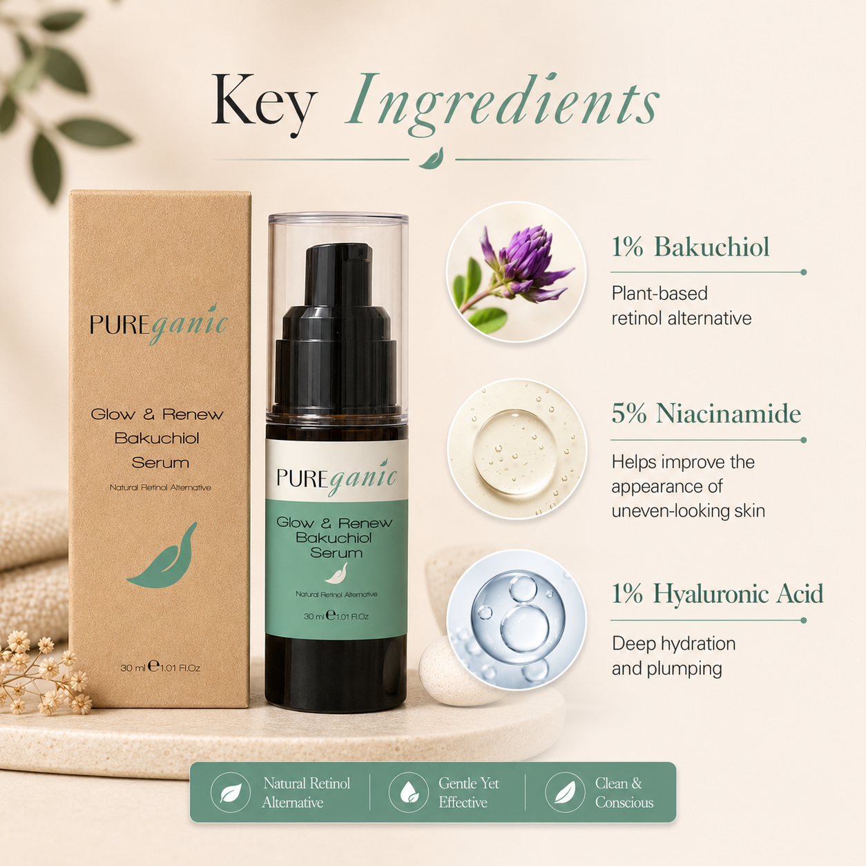 PUREganic Glow & Renew Bakuchiol Serum