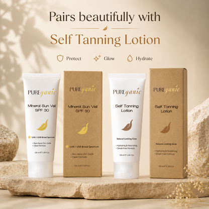 PUREganic self tanning and mineral SPF 30 sun care duo for a sun-kissed glow